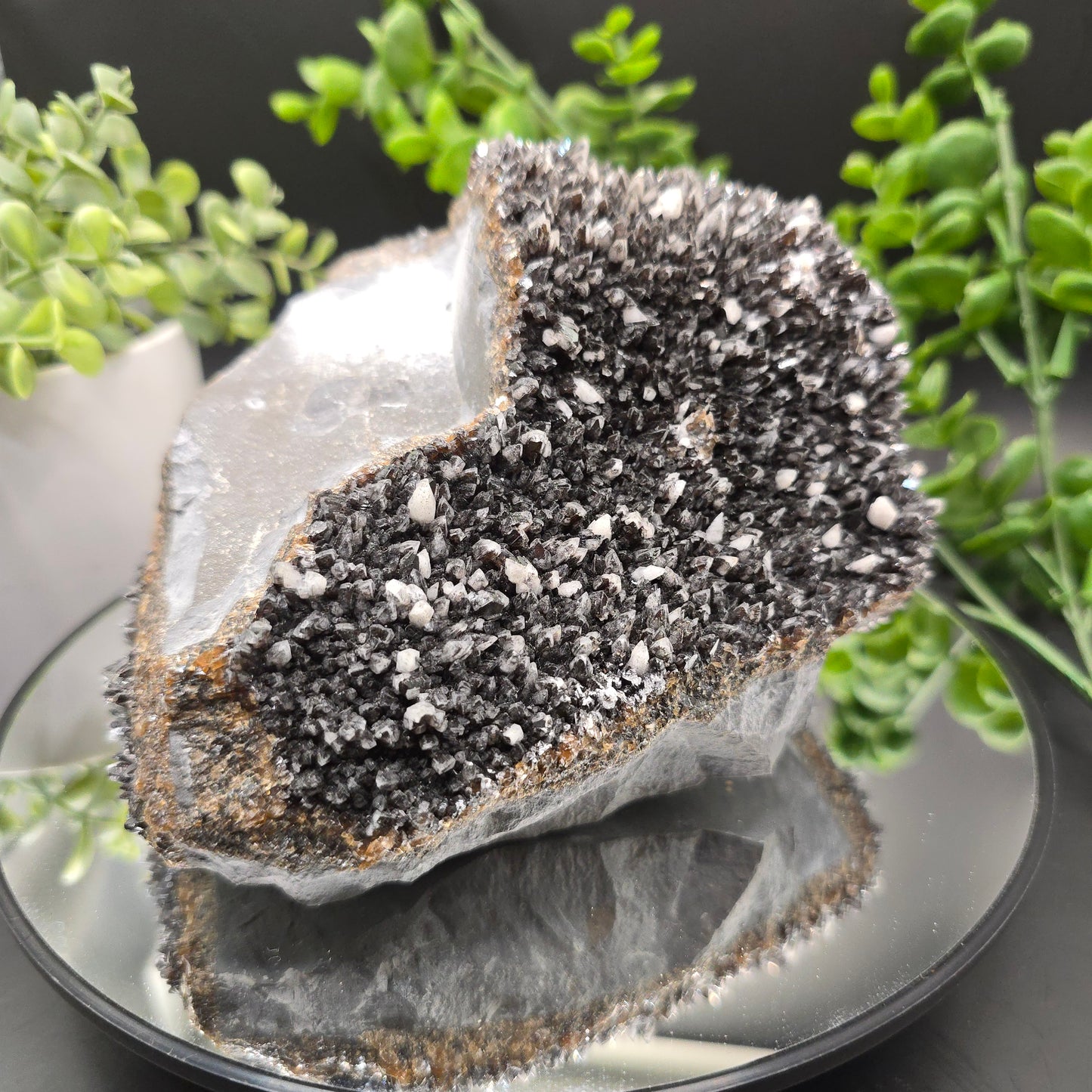 Dogtooth calcite on Iridescent calcite Oskaloosa Iowa