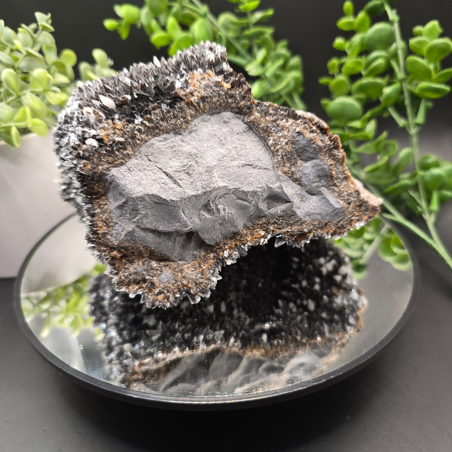 Dogtooth calcite on Iridescent calcite Oskaloosa Iowa