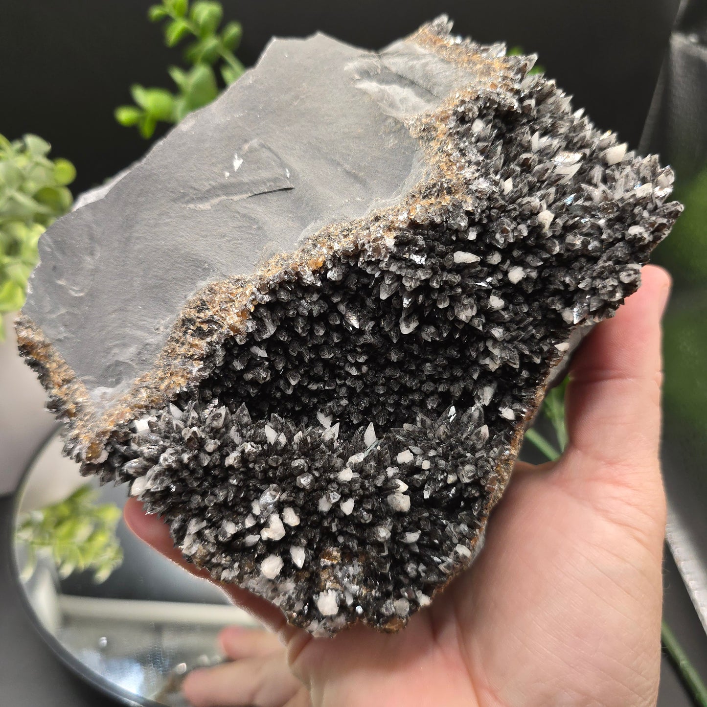 Dogtooth calcite on Iridescent calcite Oskaloosa Iowa