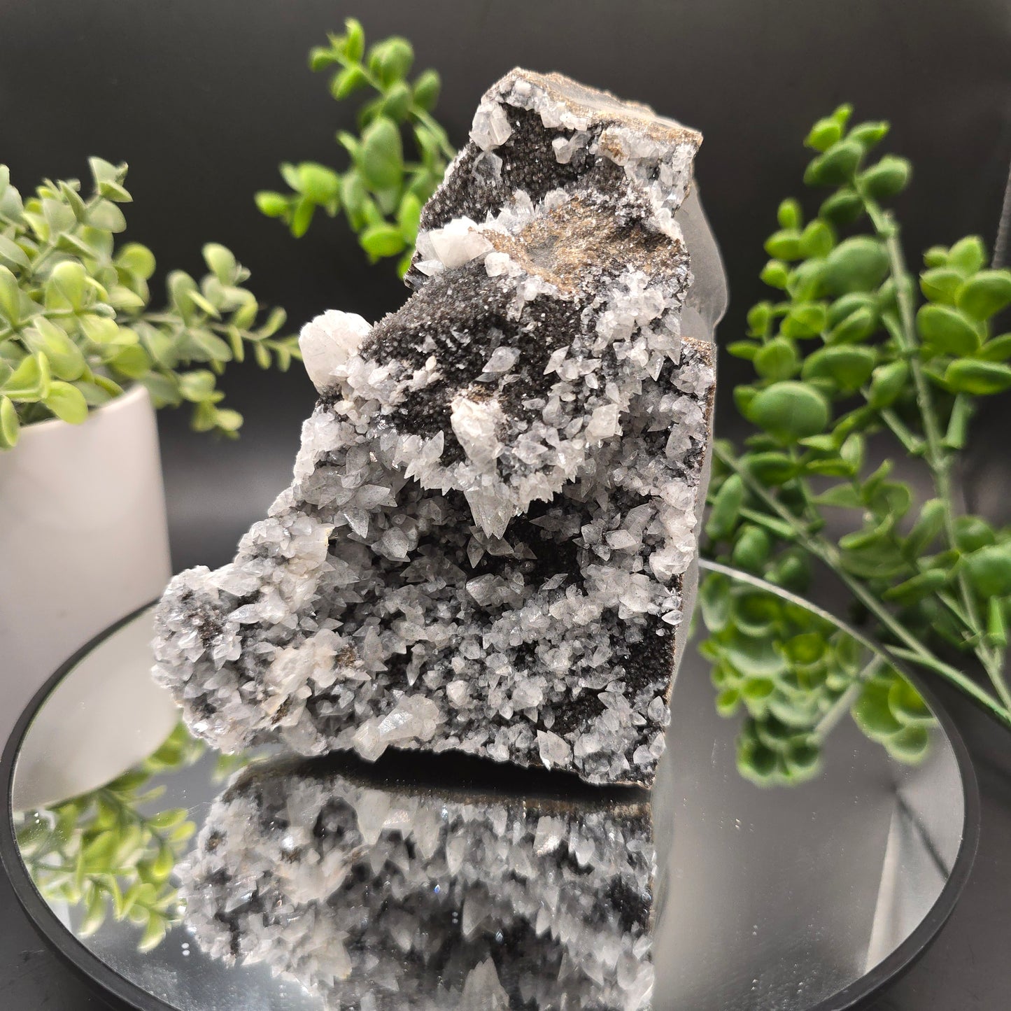 Dogtooth calcite on Iridescent calcite Oskaloosa Iowa