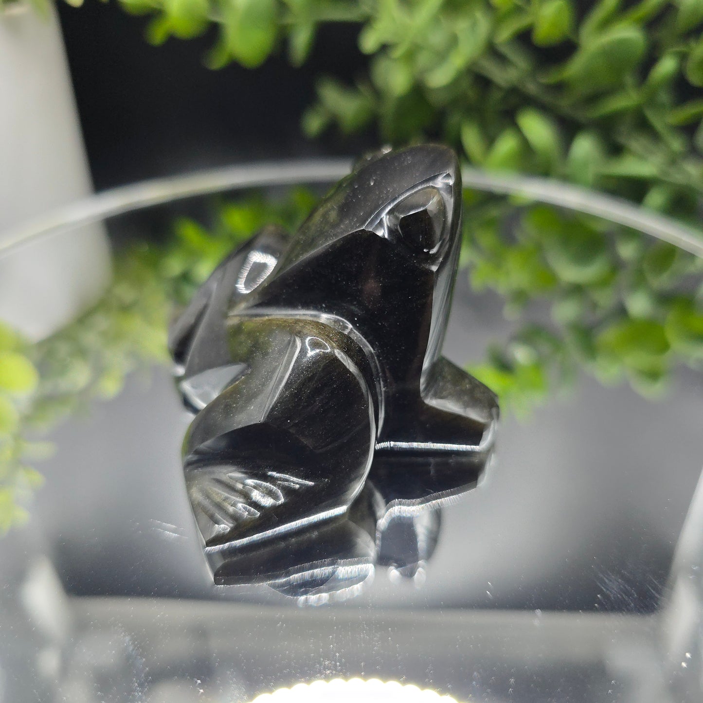 Obsidian carved Frog