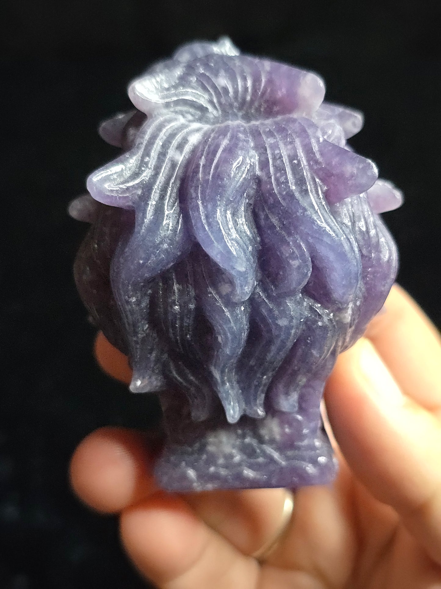 Lepidolite Lion carving
