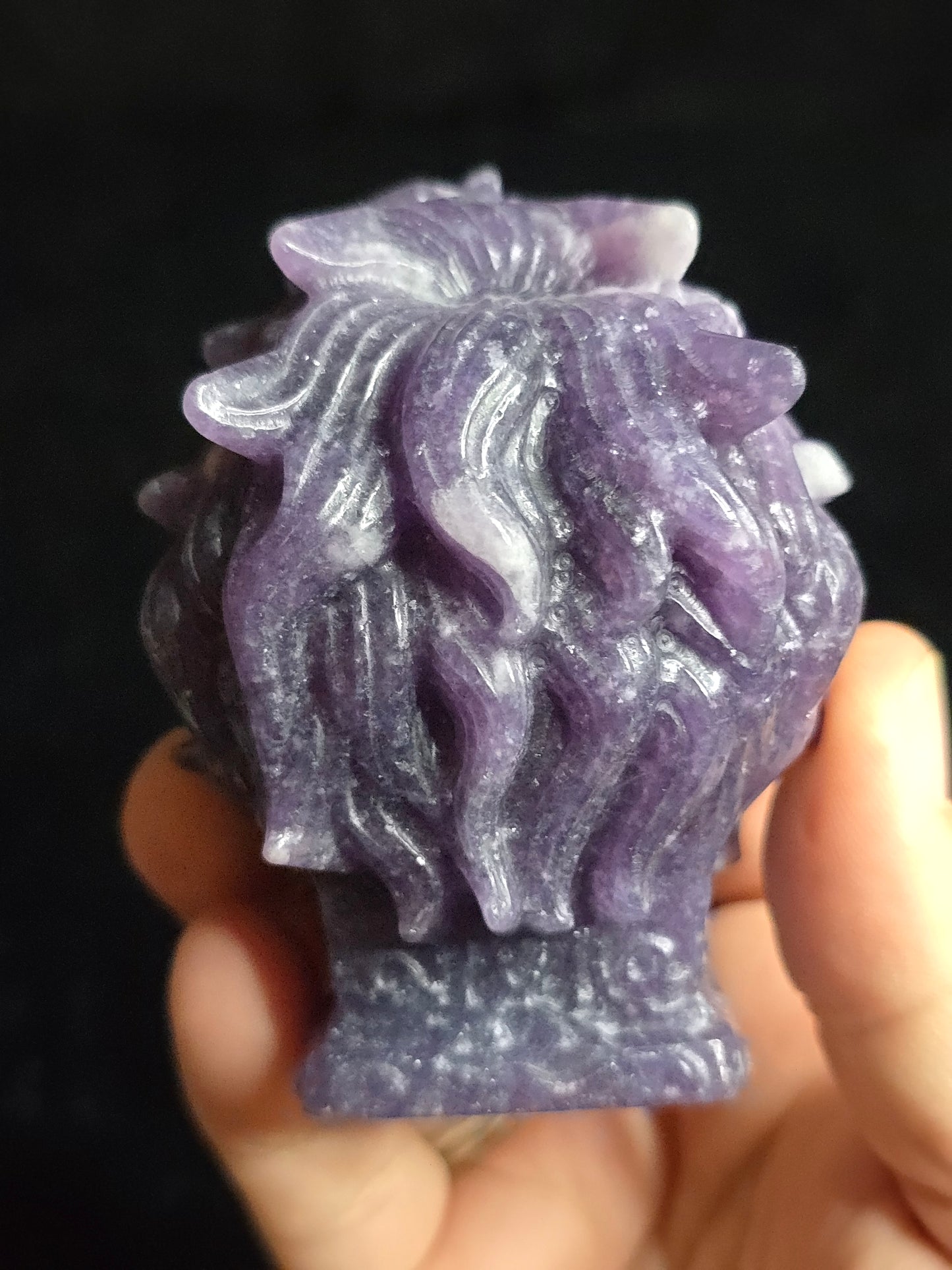 Lepidolite Lion Carving