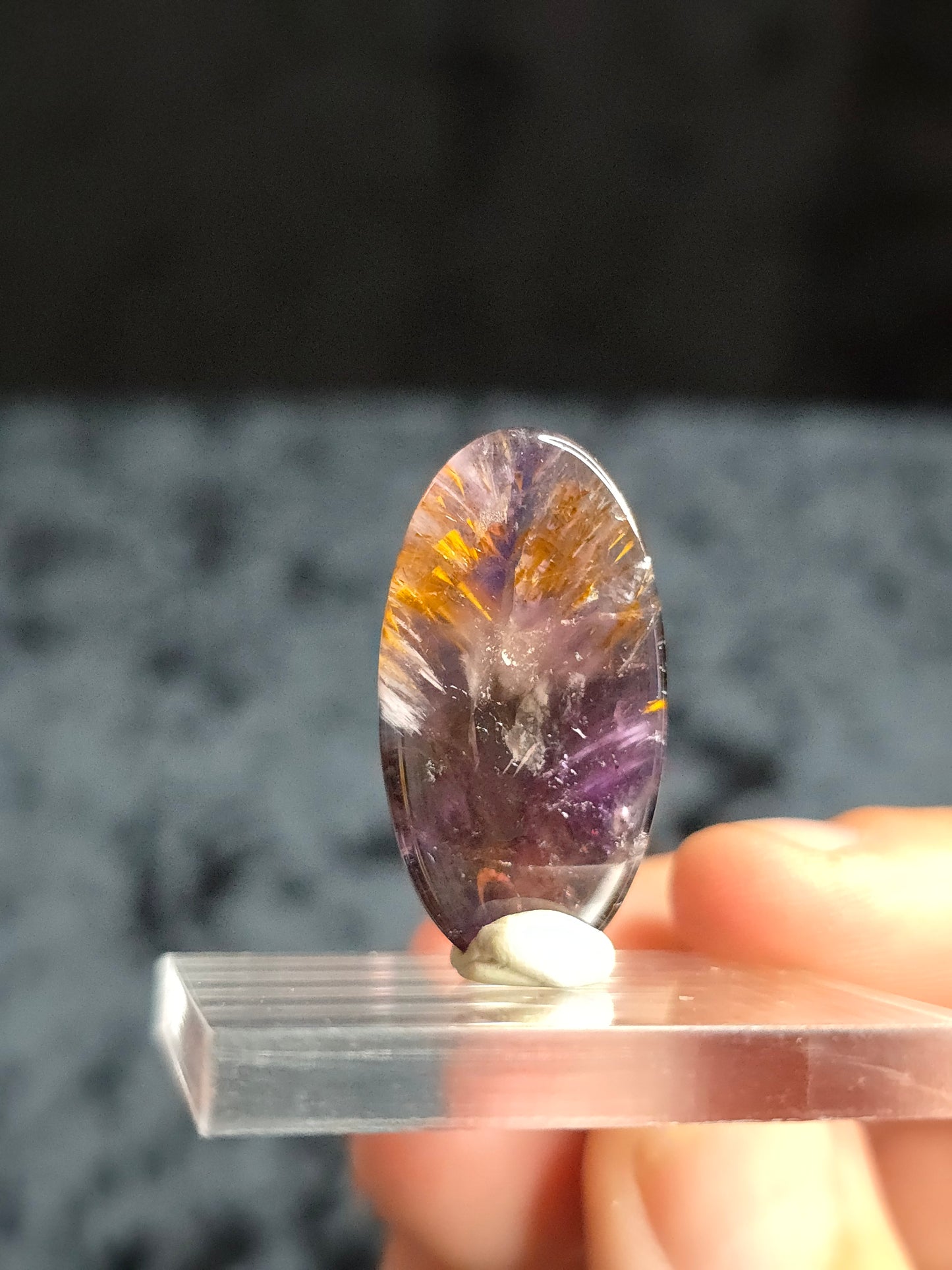 Amethyst w Cacoxenite Cabochon