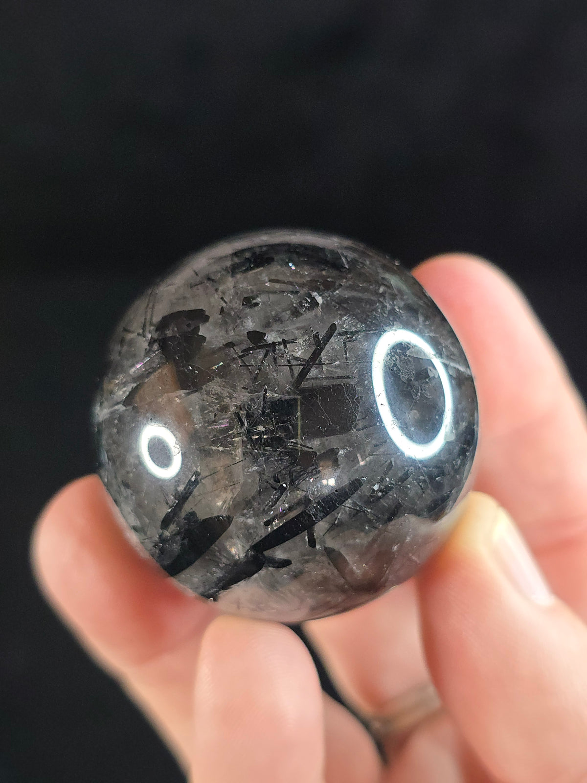 Tourmalinated Quartz sphere