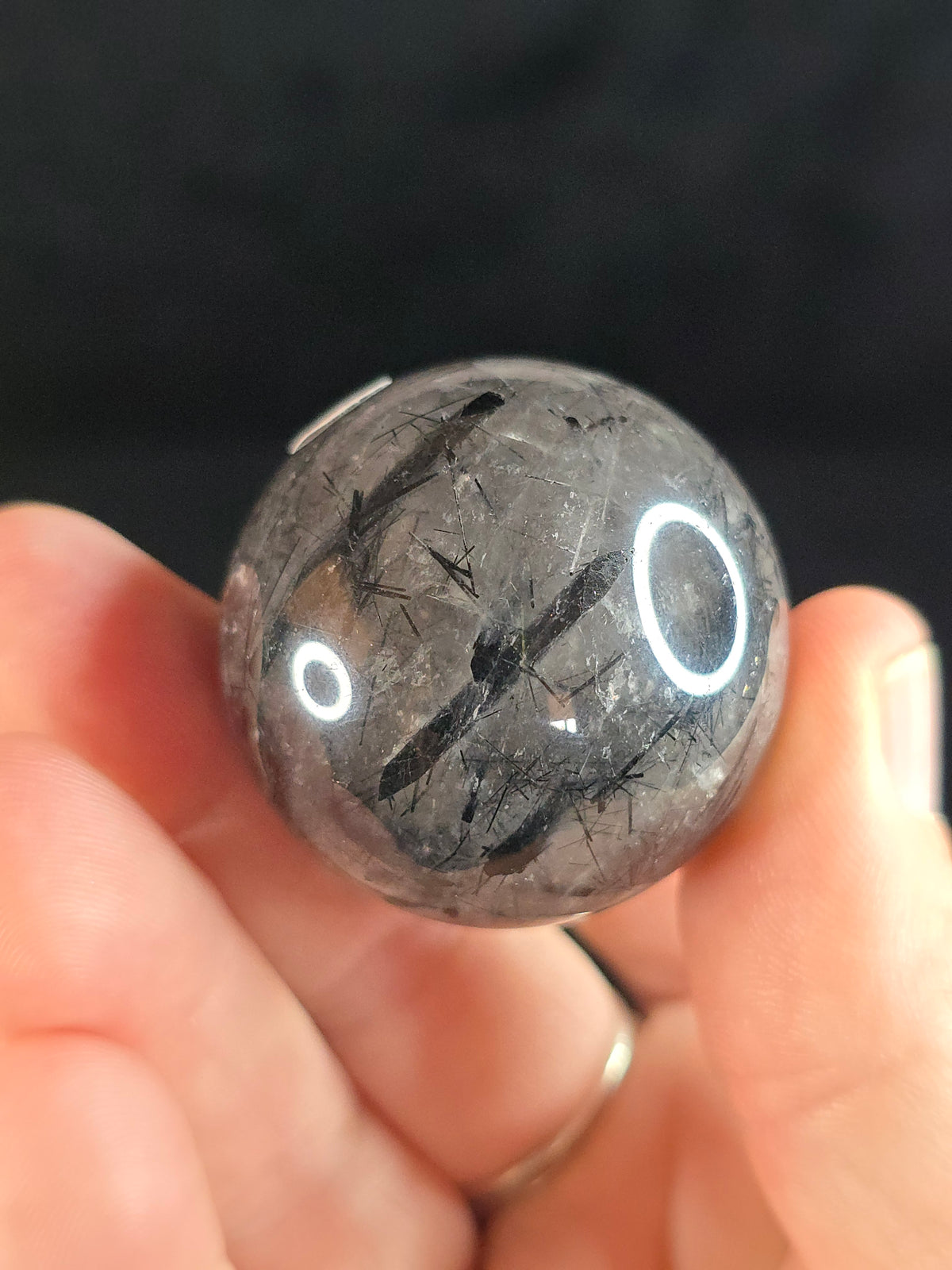 Tourmalinated Quartz sphere