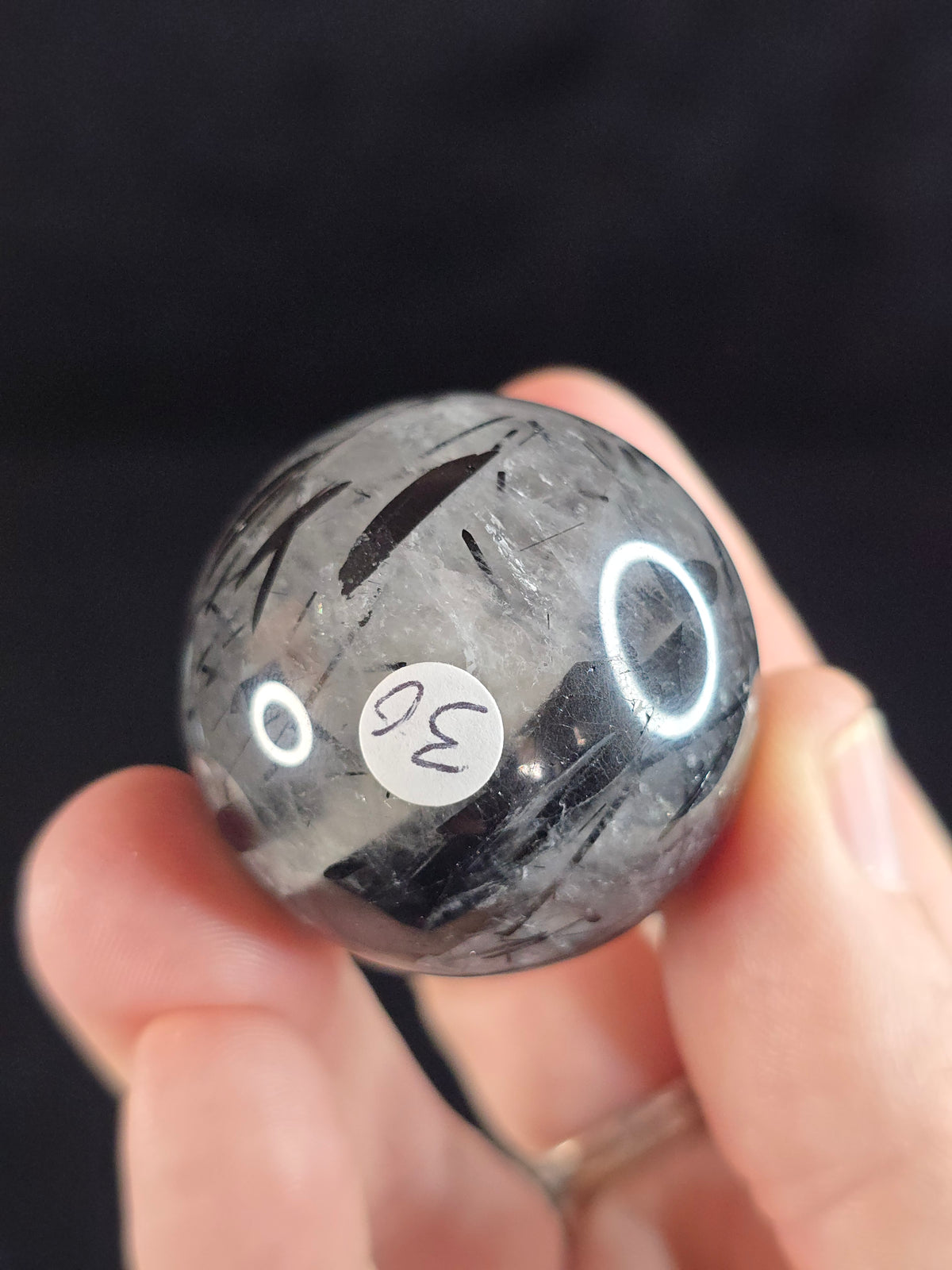 Tourmalinated Quartz sphere