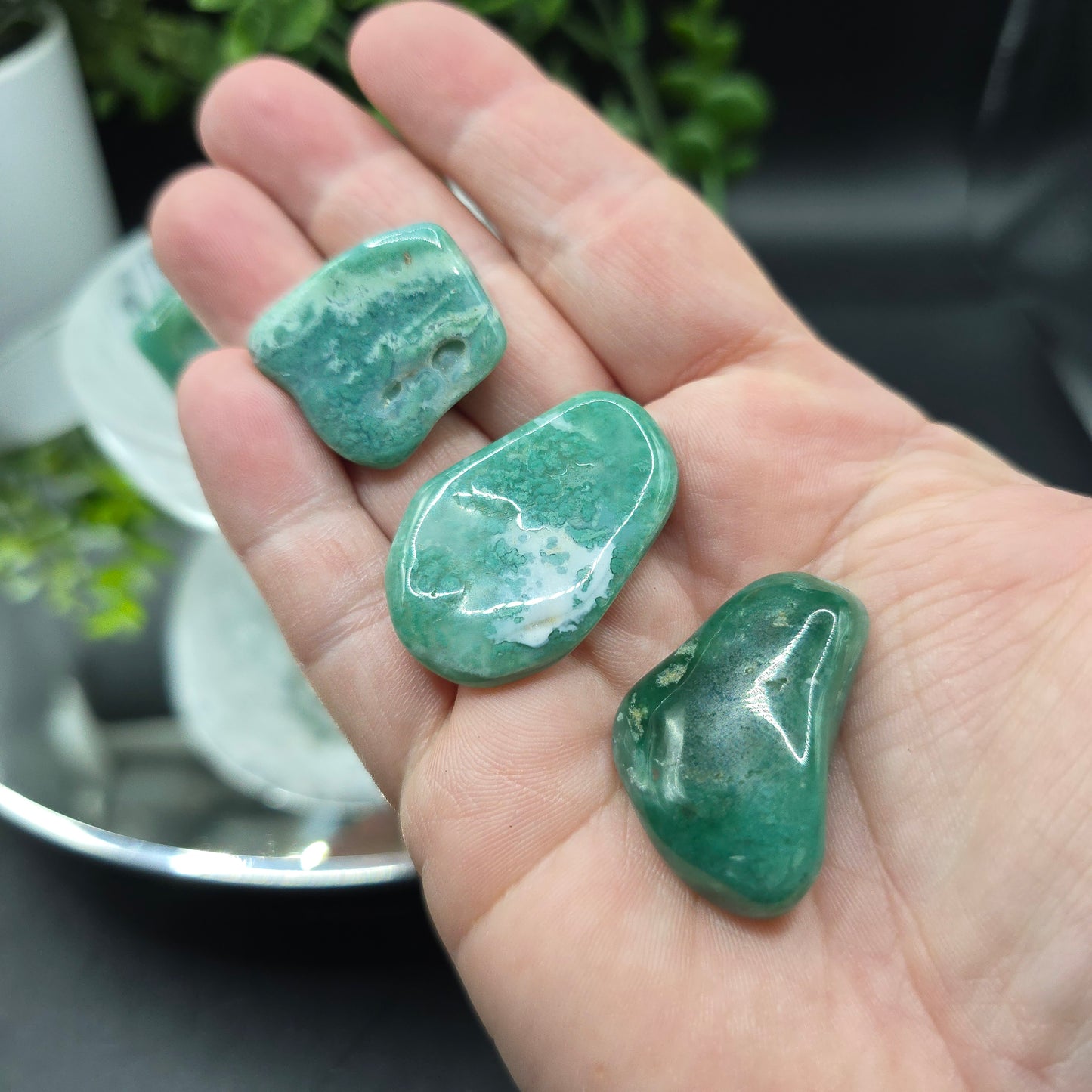 Green Chalcedony tumble Zimbabwe