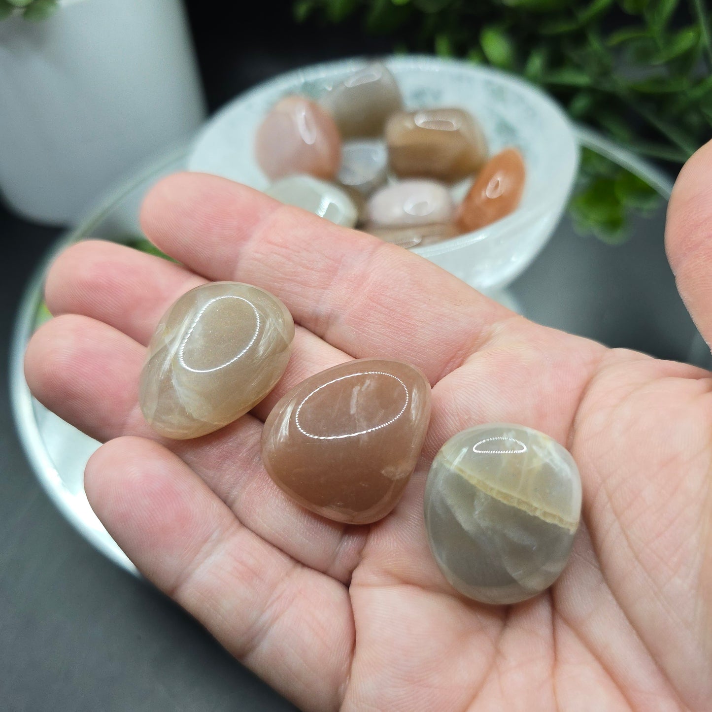 Peach & Gray Moonstone tumble