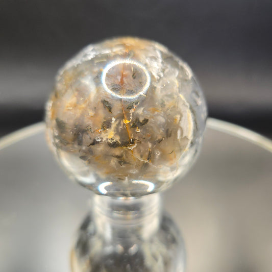 Blue plume Agate w Marcasite sphere