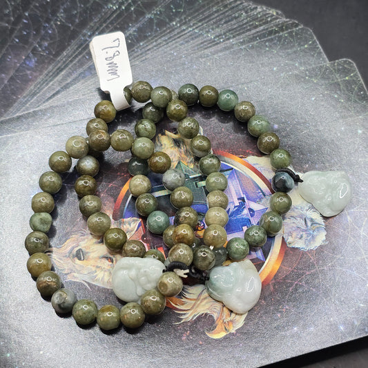 Jade bracelet w buddha carving 7.8 mm