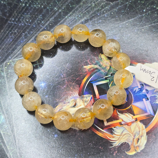 Rutilated quartz bracelet 13mm