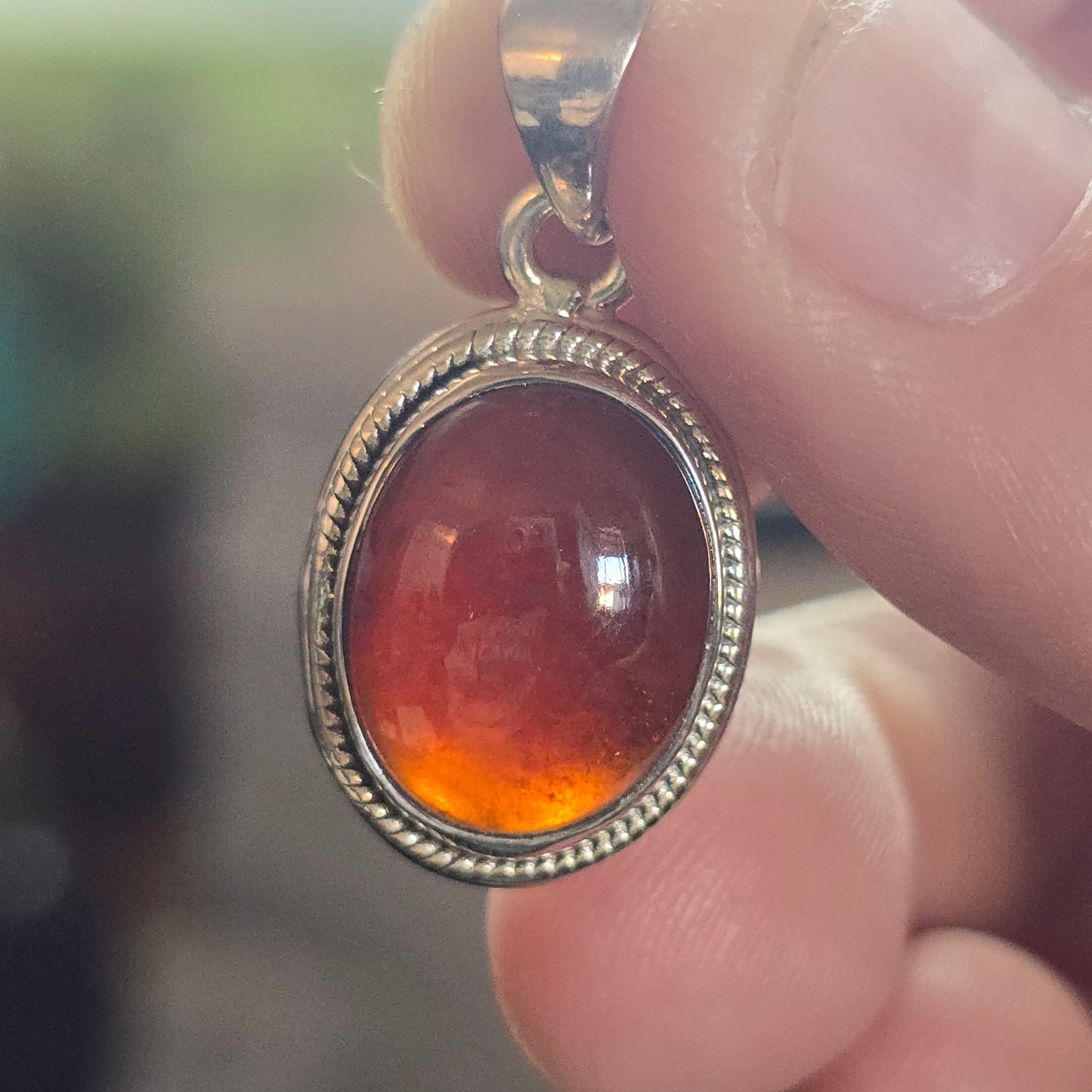 Hessonite garnet pendant