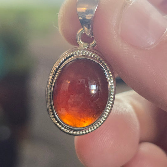 Hessonite garnet pendant