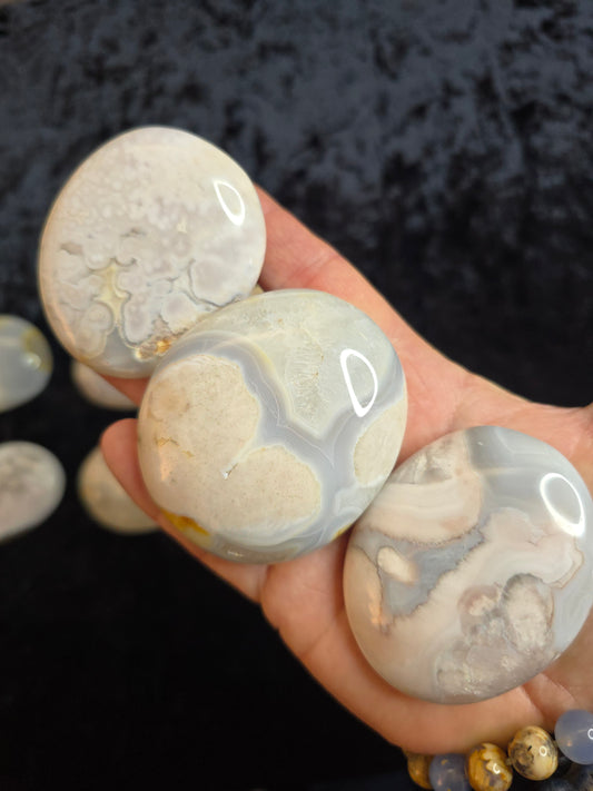 Blue Flower agate Palmstone
