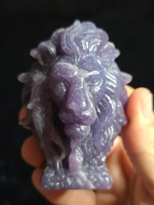 Lepidolite Lion carving
