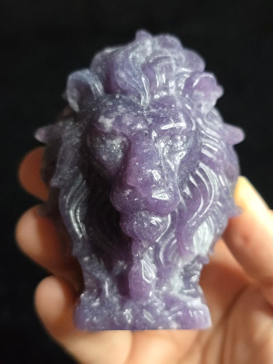 Lepidolite Lion Carving