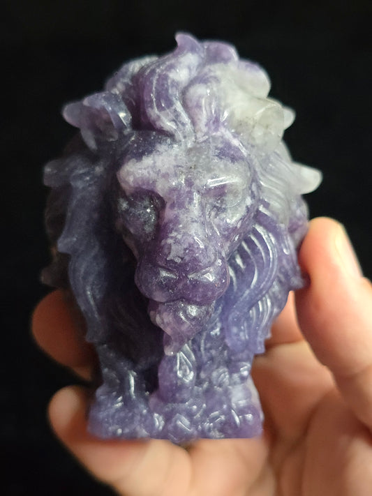 Lepidolite Lion Carving