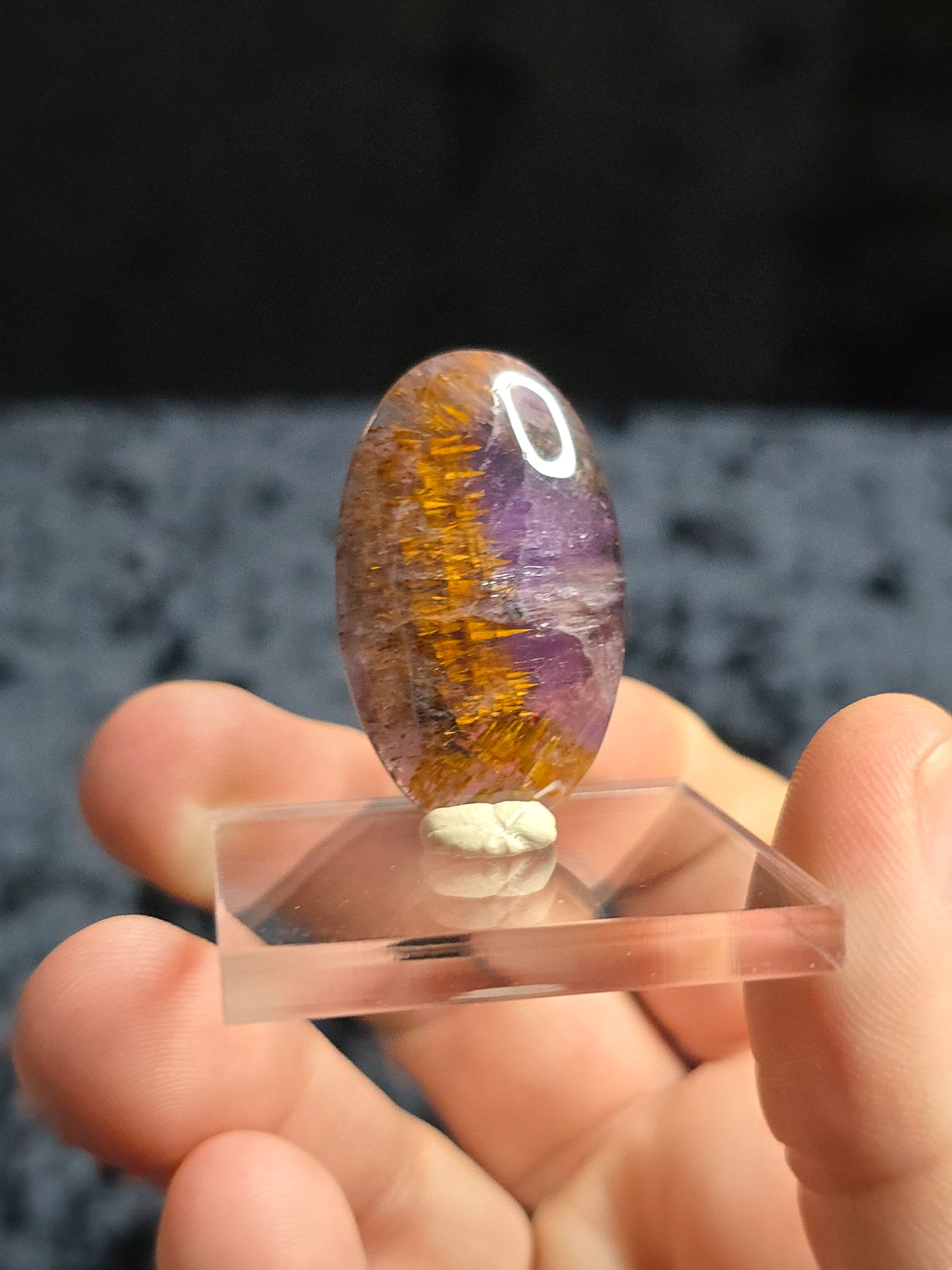 Amethyst w Cacoxenite Cabochon