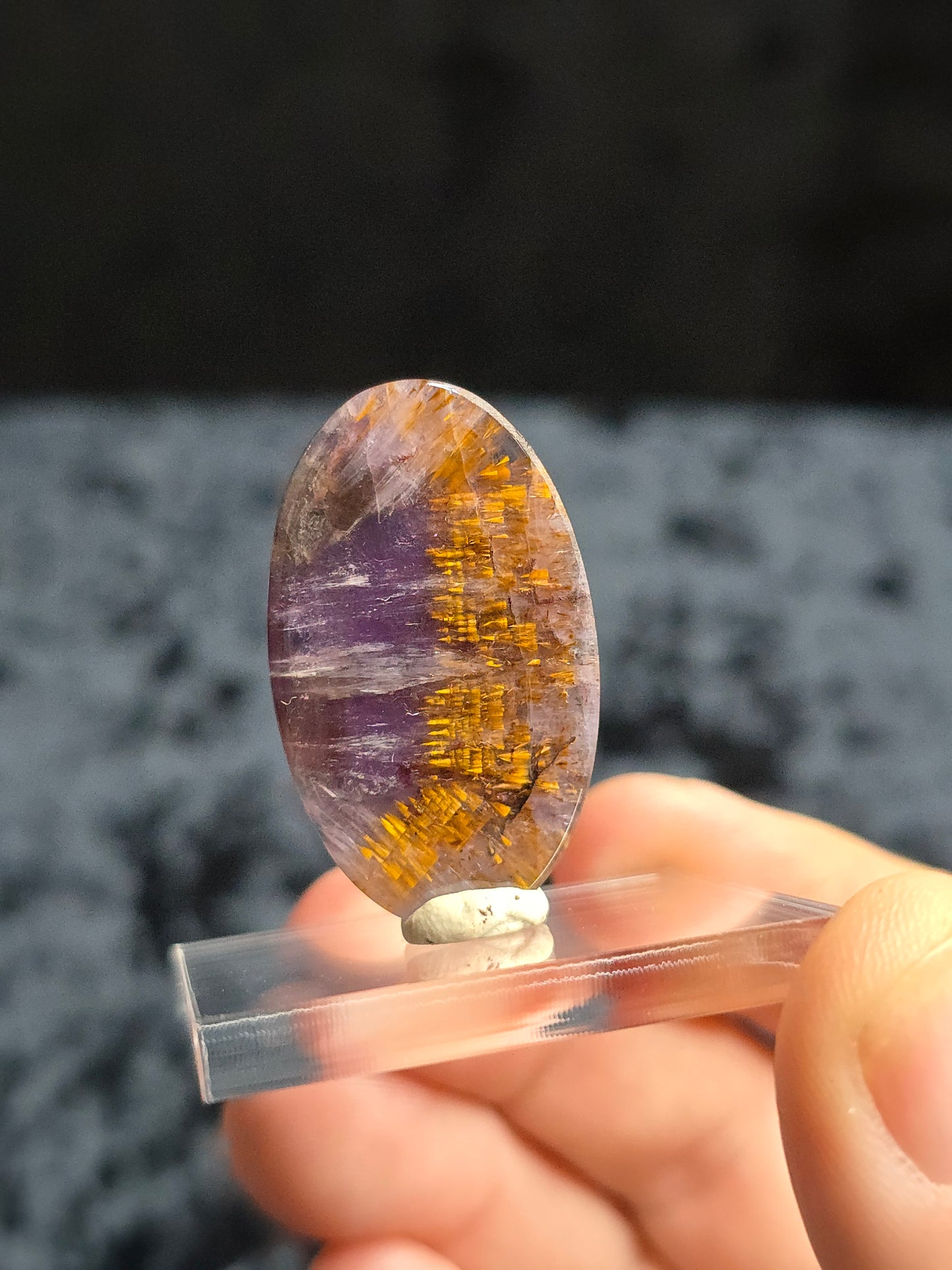 Amethyst w Cacoxenite Cabochon