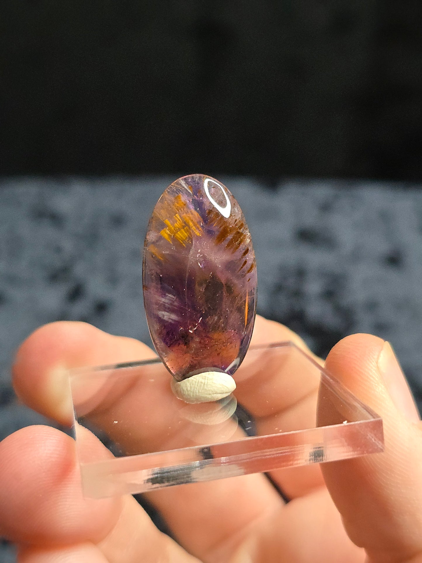 Amethyst w Cacoxenite Cabochon
