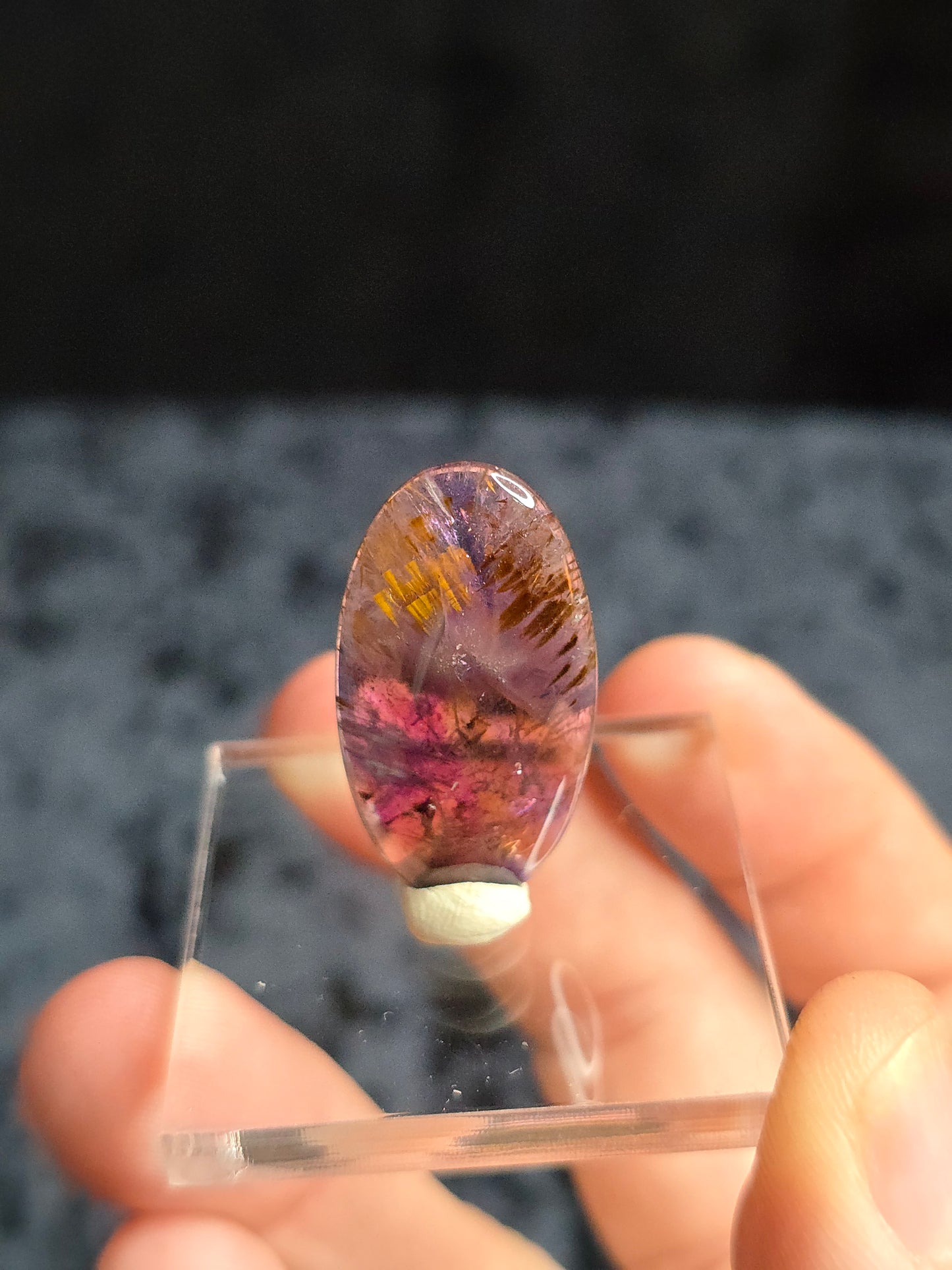 Amethyst w Cacoxenite Cabochon