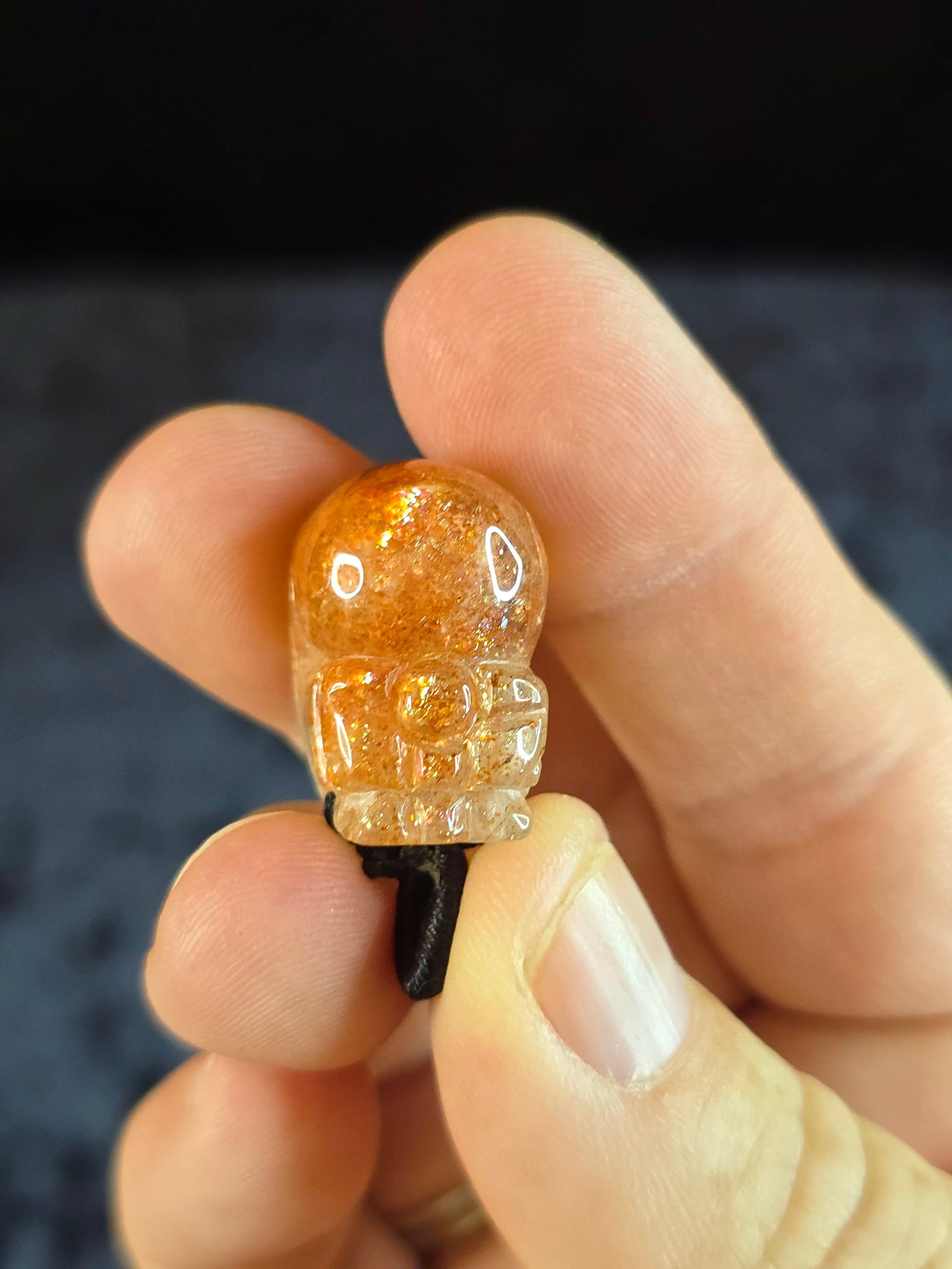 Sunstone foo dog carving pendant