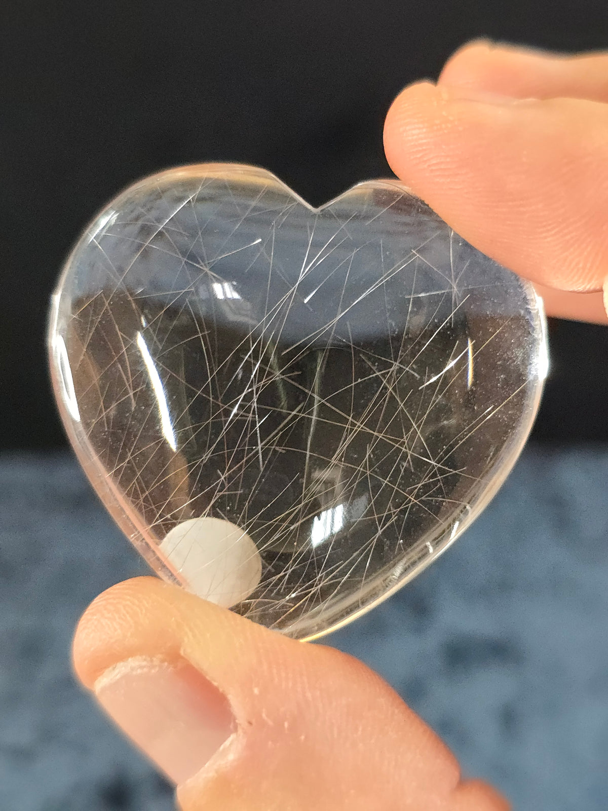 Silver rutilated quartz heart