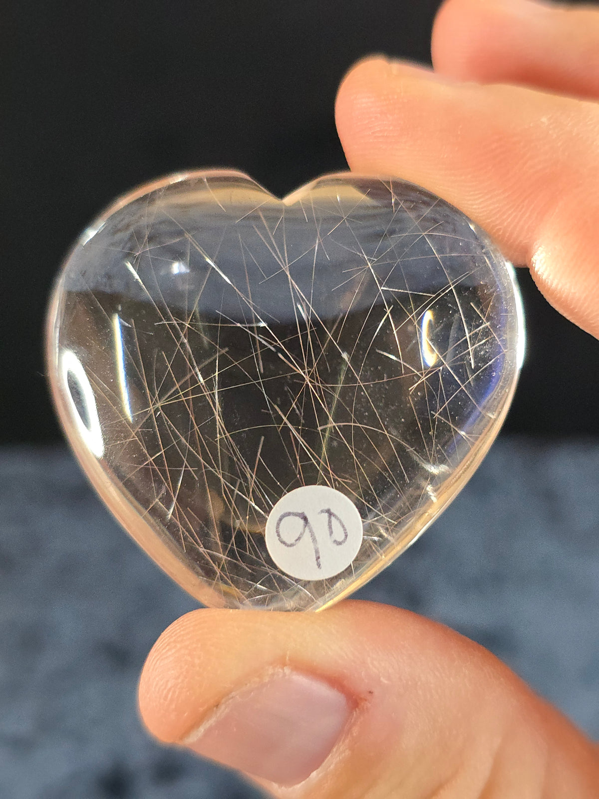 Silver rutilated quartz heart