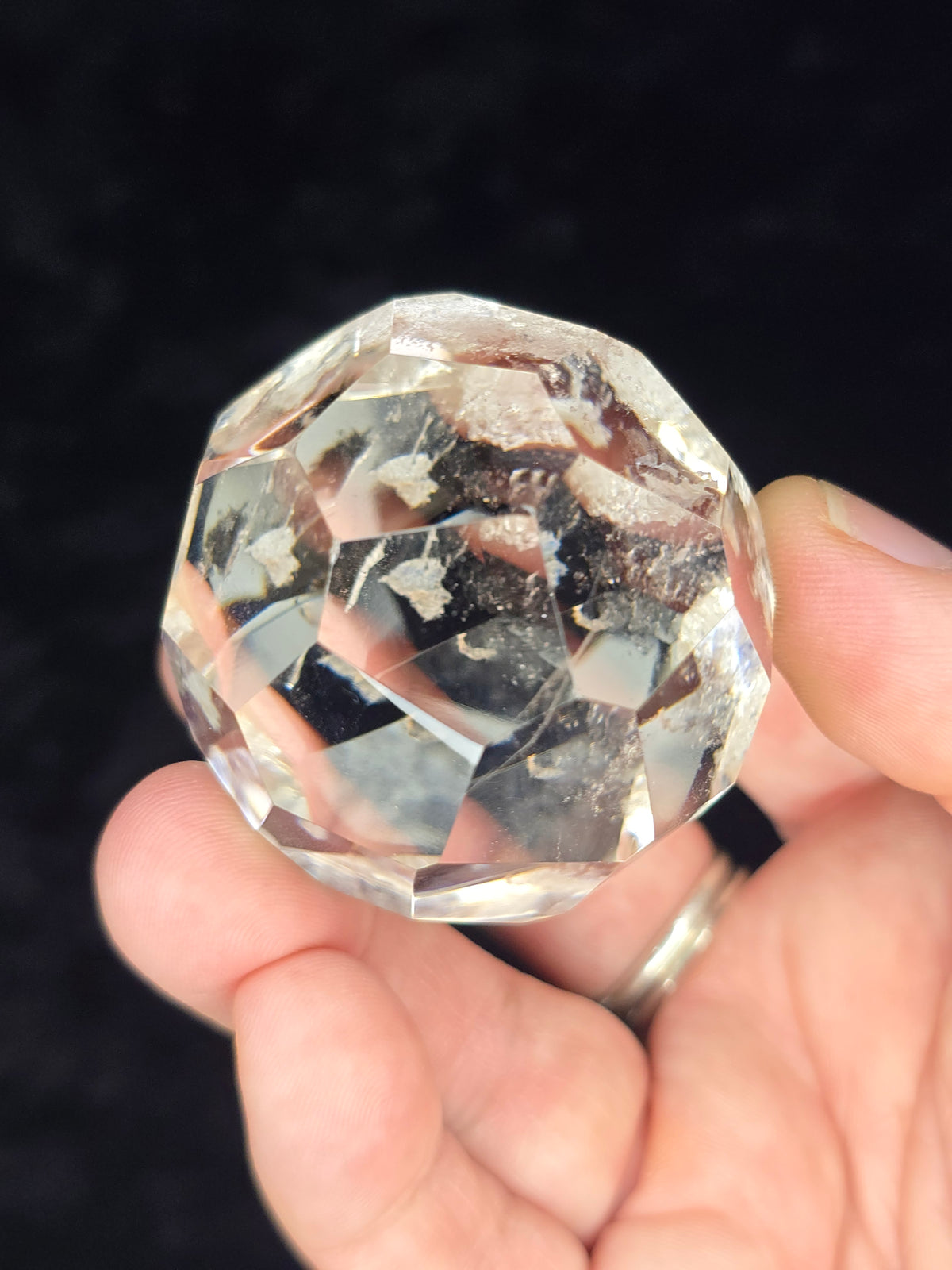 Faceted Clear quartz sphere