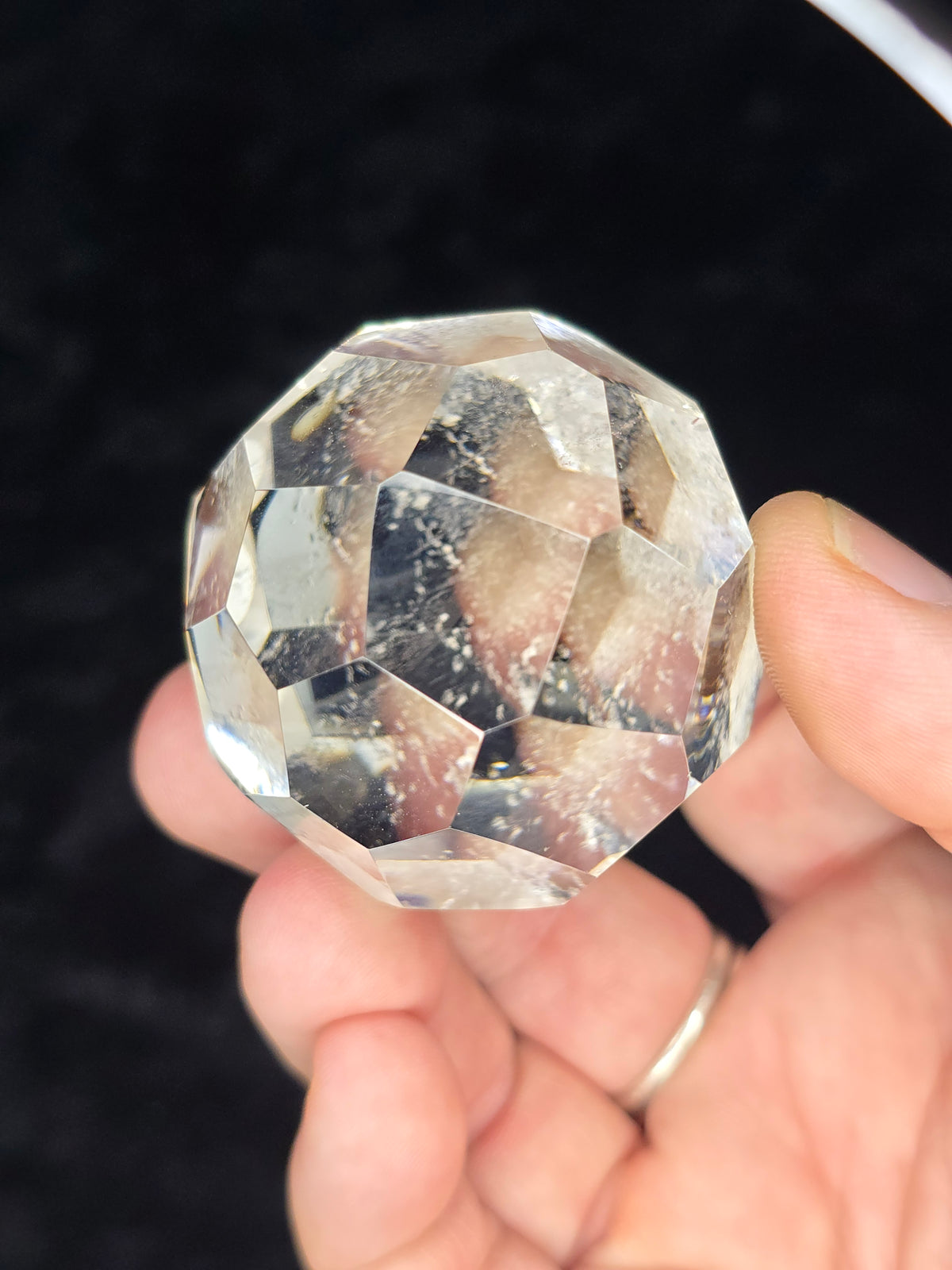 Faceted Clear quartz sphere
