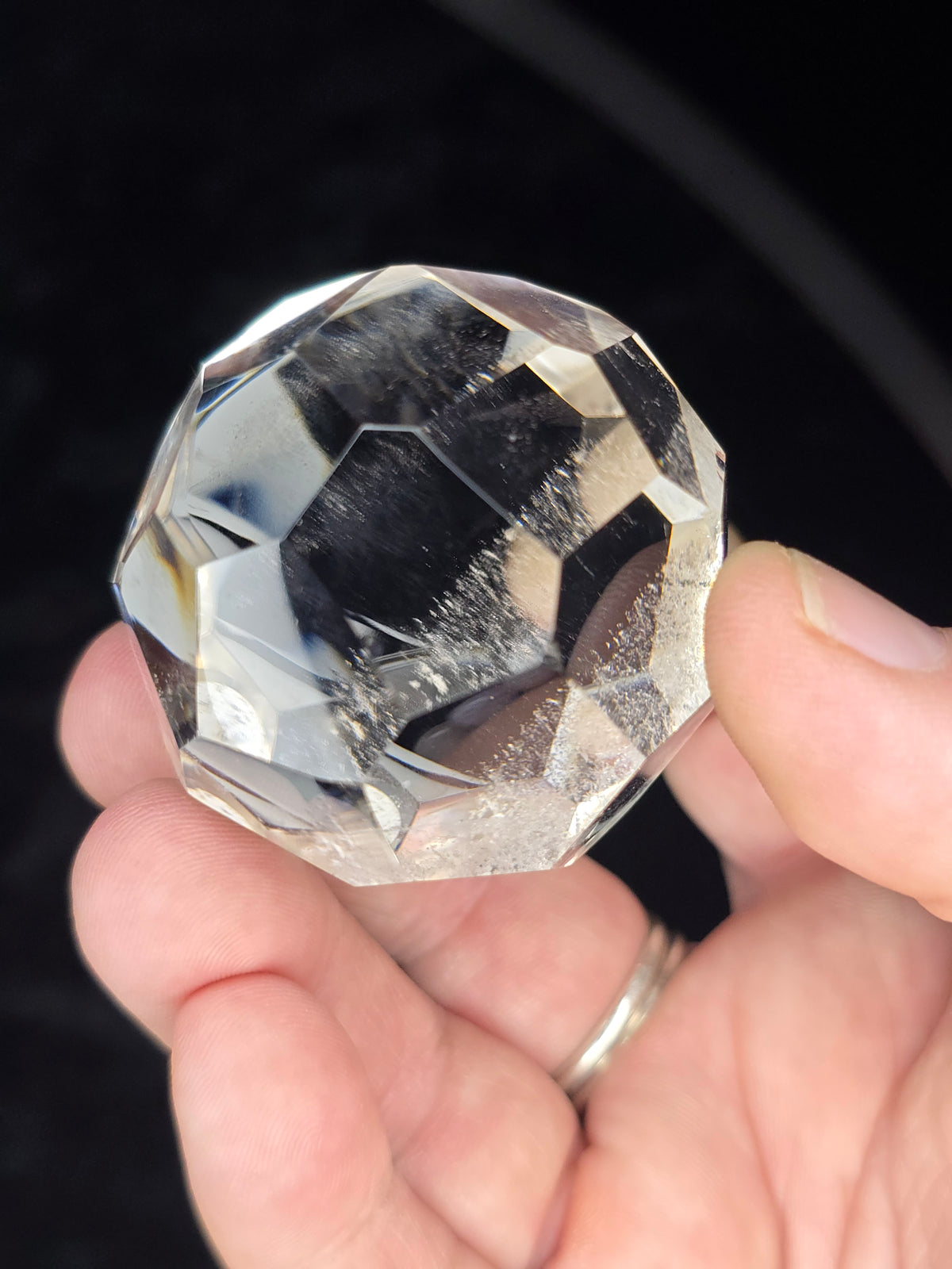 Faceted Clear quartz sphere