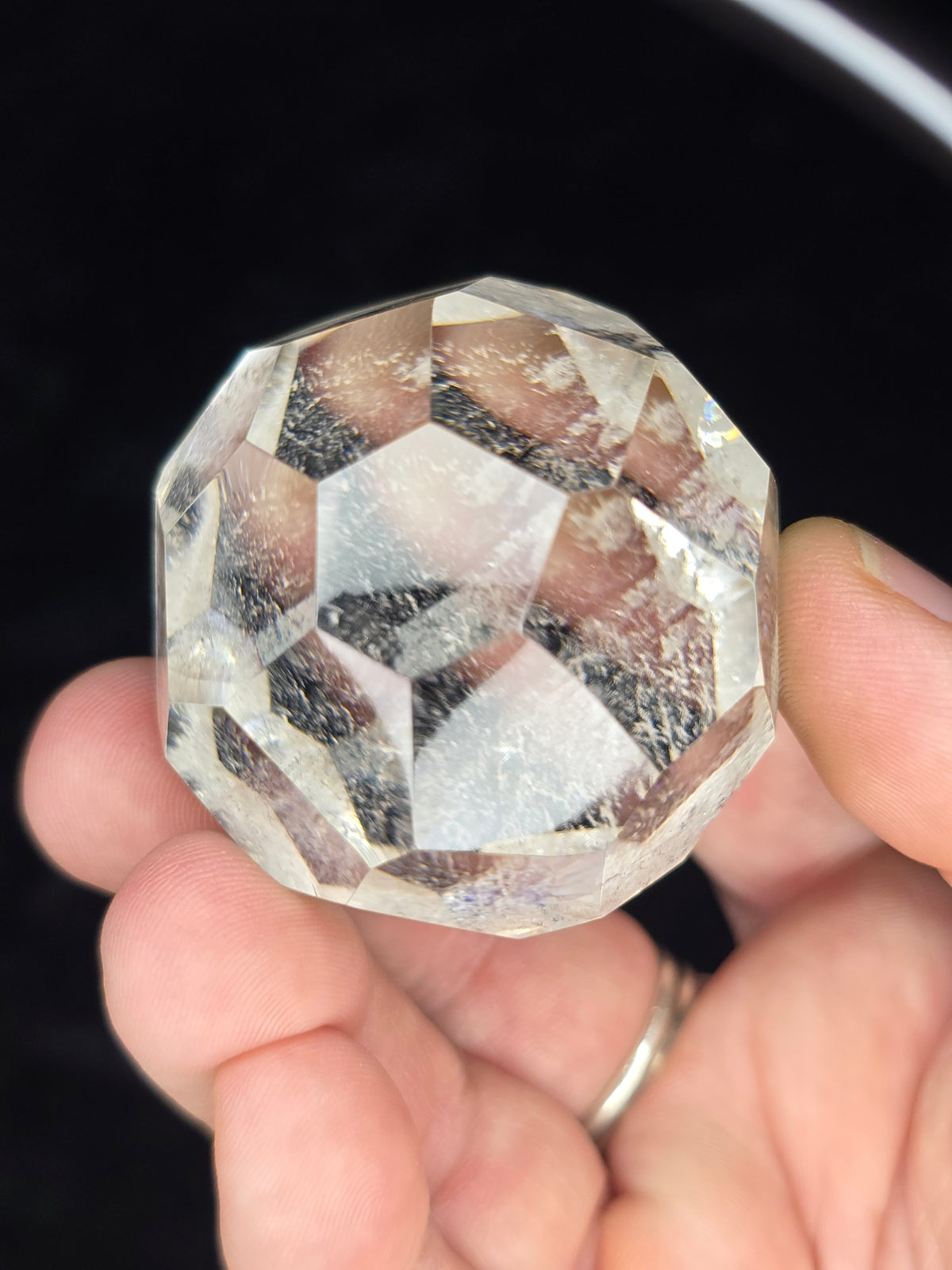 Faceted Clear quartz sphere