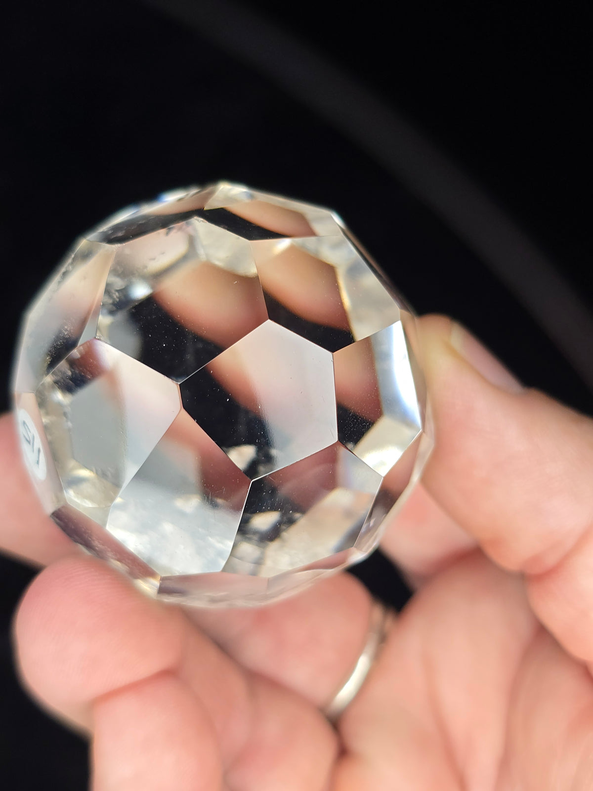Faceted Clear quartz sphere