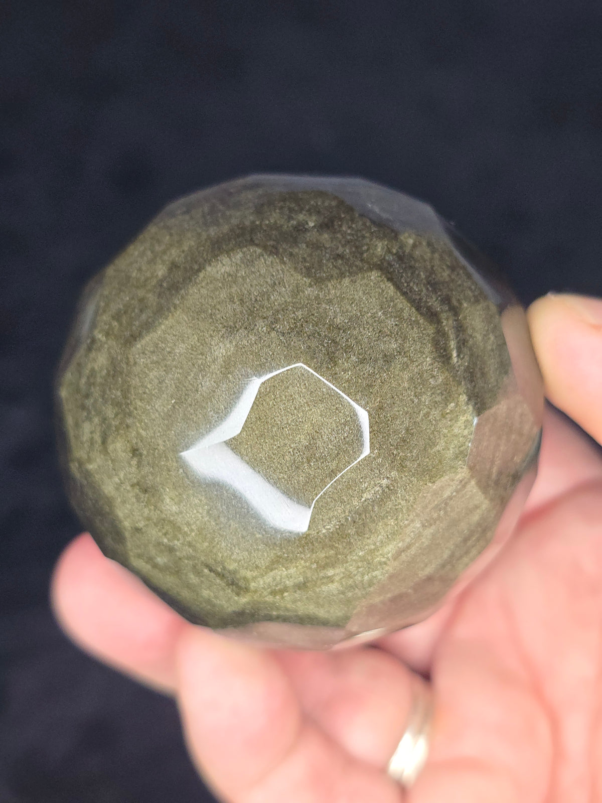 Faceted Obsidian sphere