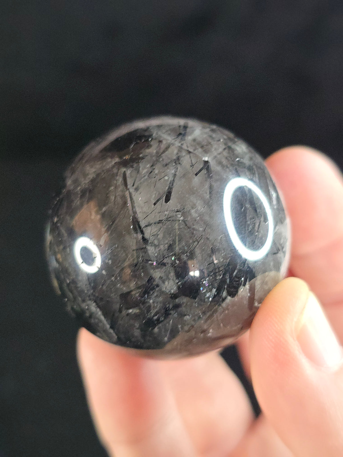 Tourmalinated Quartz sphere