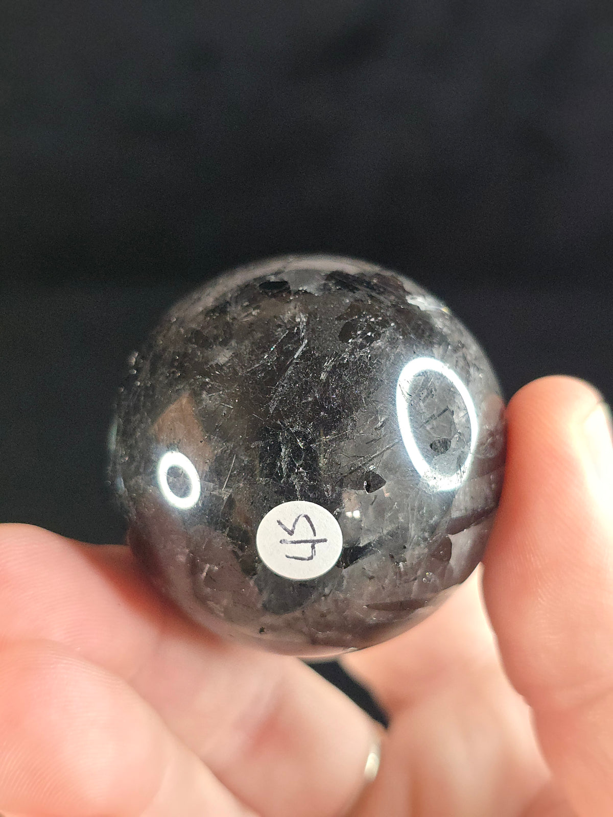 Tourmalinated Quartz sphere
