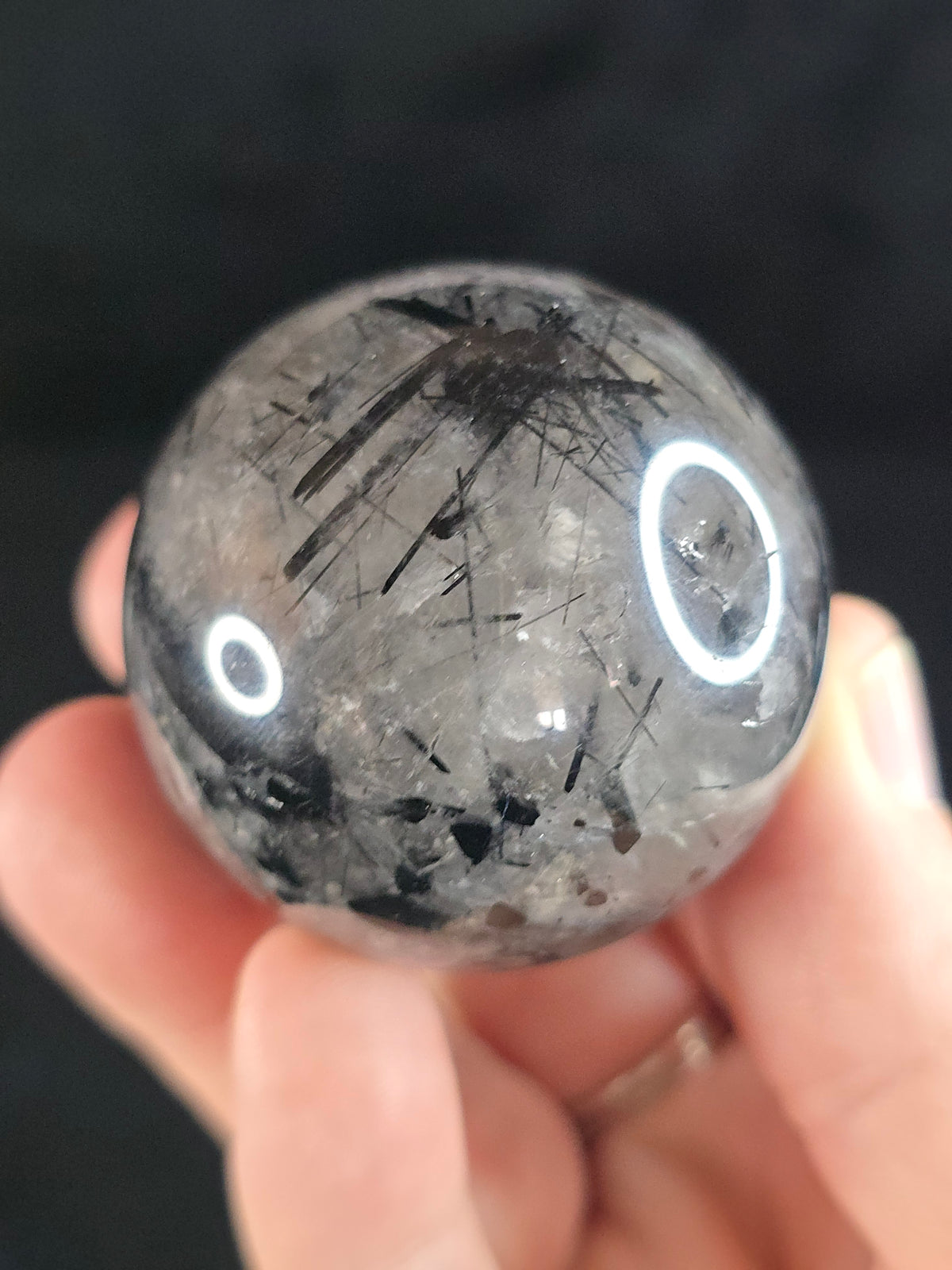Tourmalinated Quartz sphere