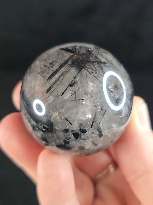 Tourmalinated Quartz sphere