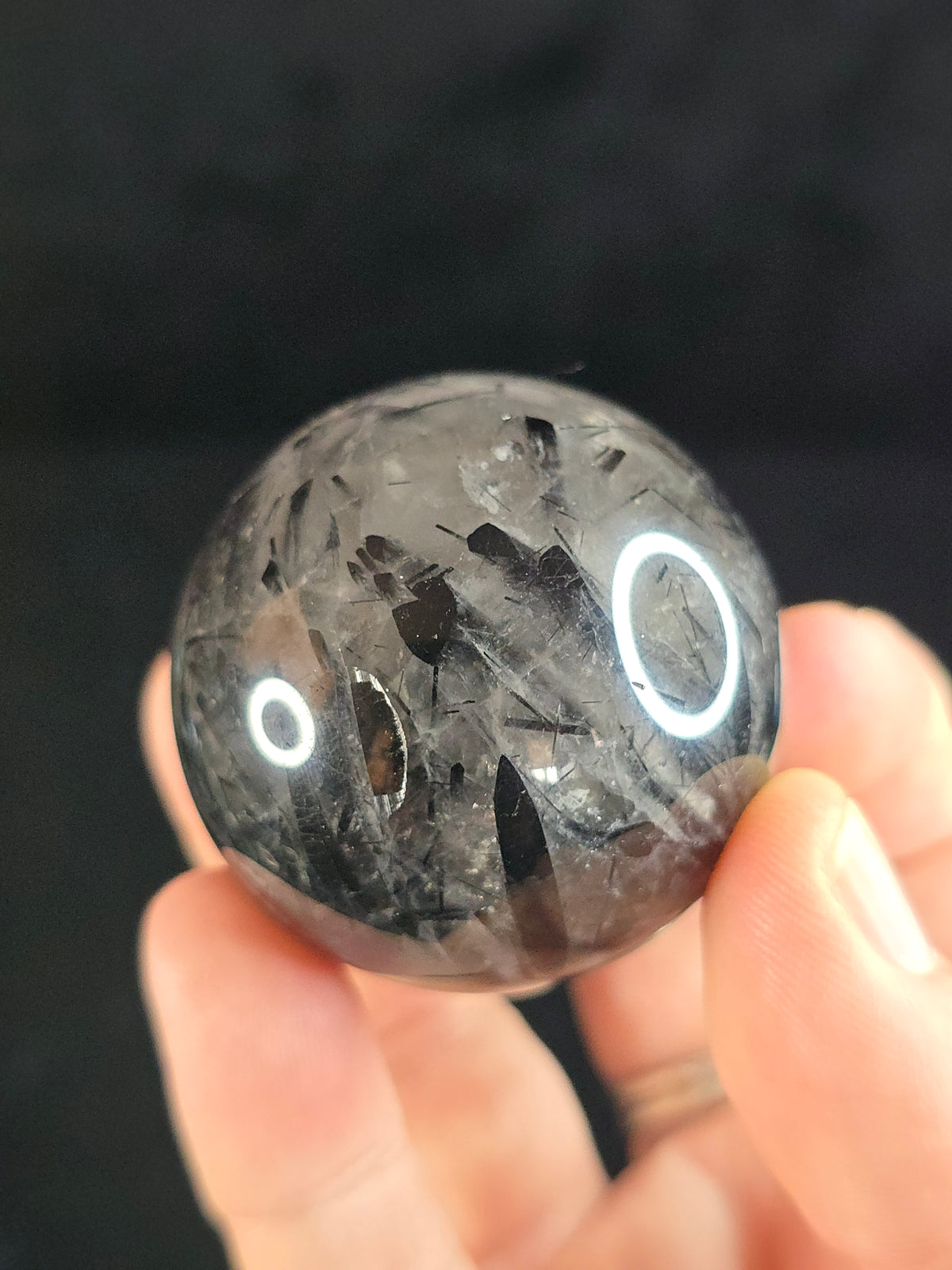 Tourmalinated Quartz sphere