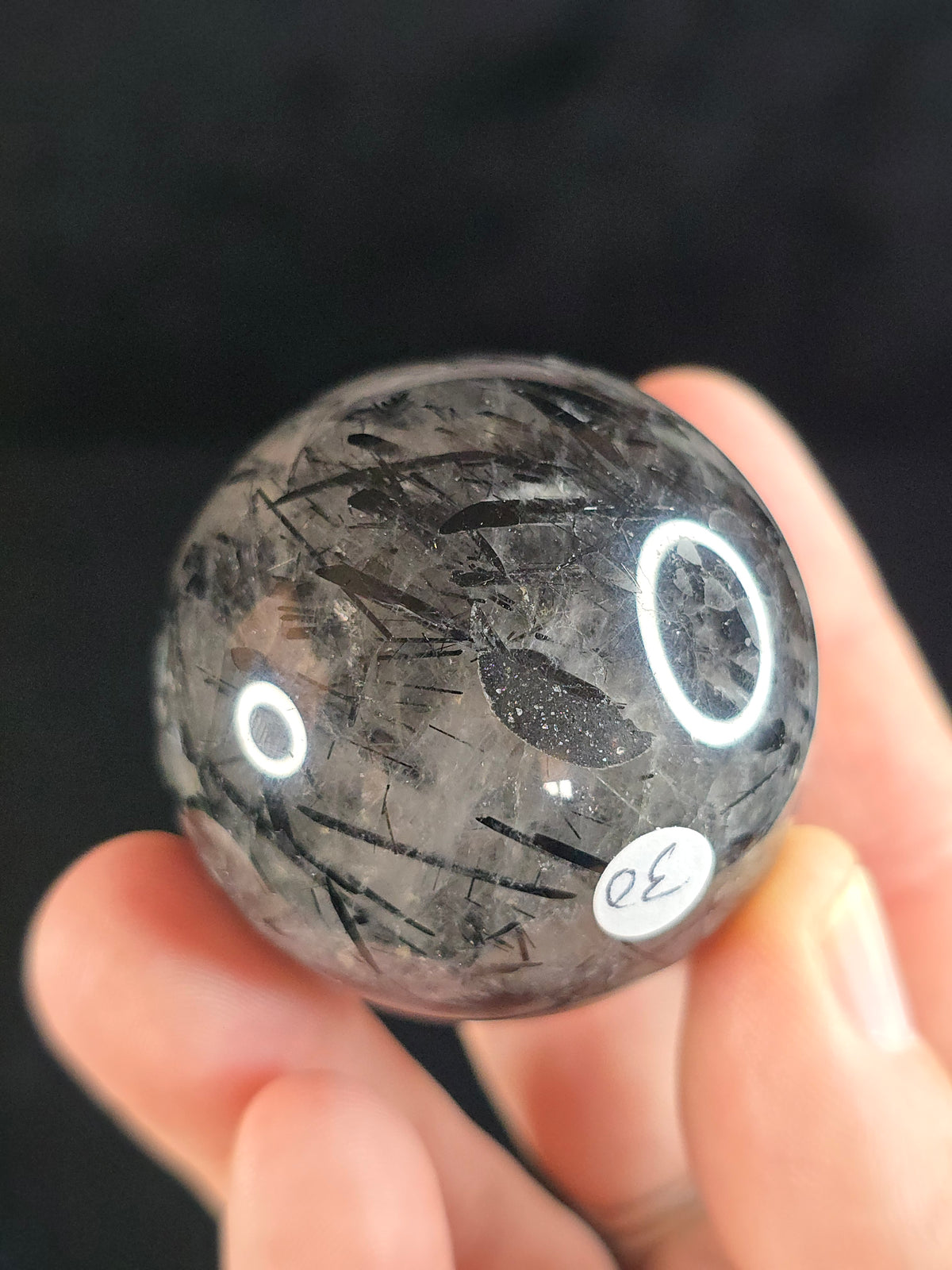Tourmalinated Quartz sphere