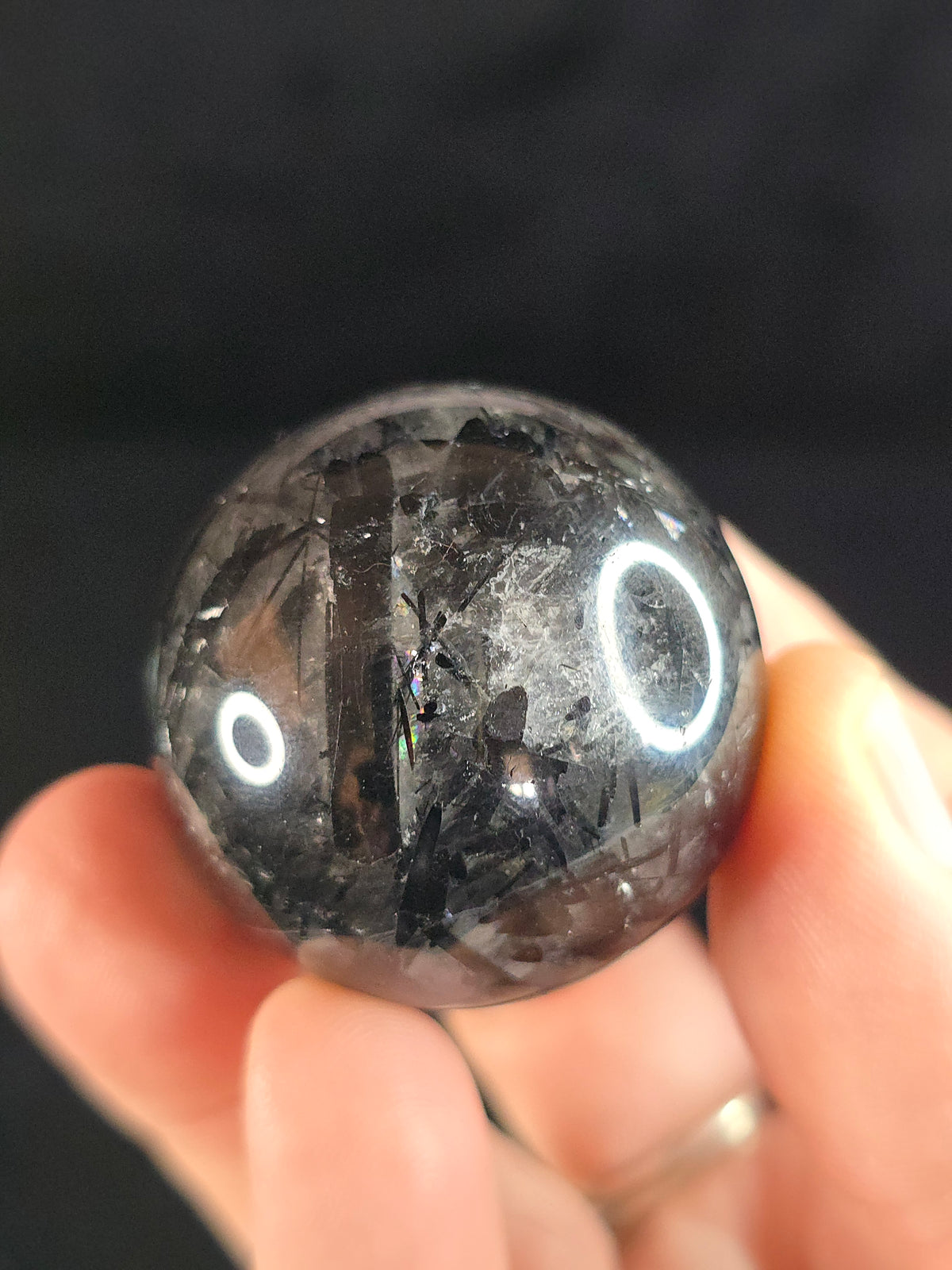 Tourmalinated Quartz sphere