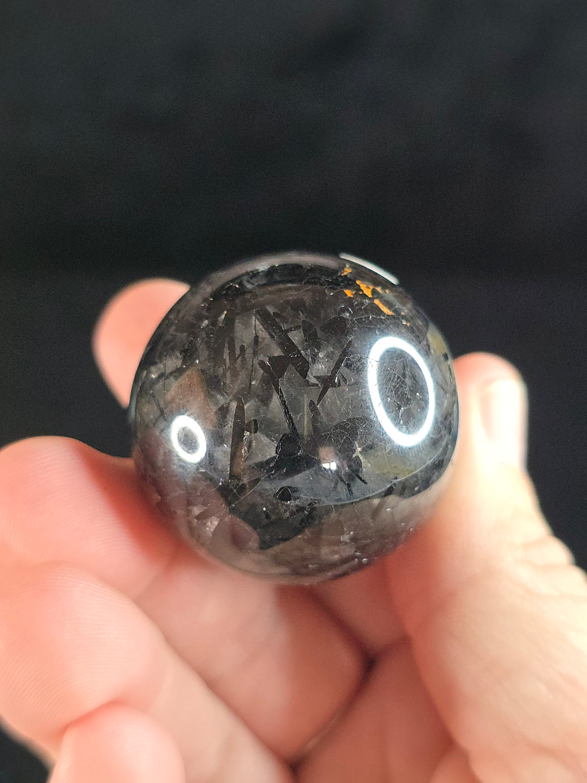Tourmalinated Quartz sphere