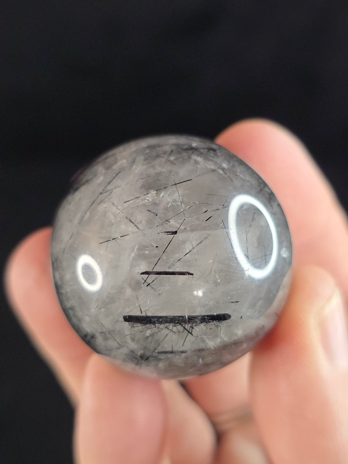 Tourmalinated Quartz sphere