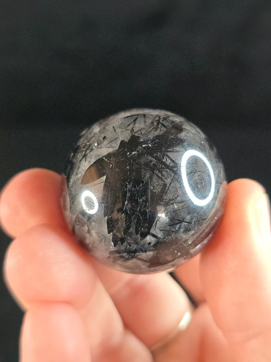 Tourmalinated Quartz sphere