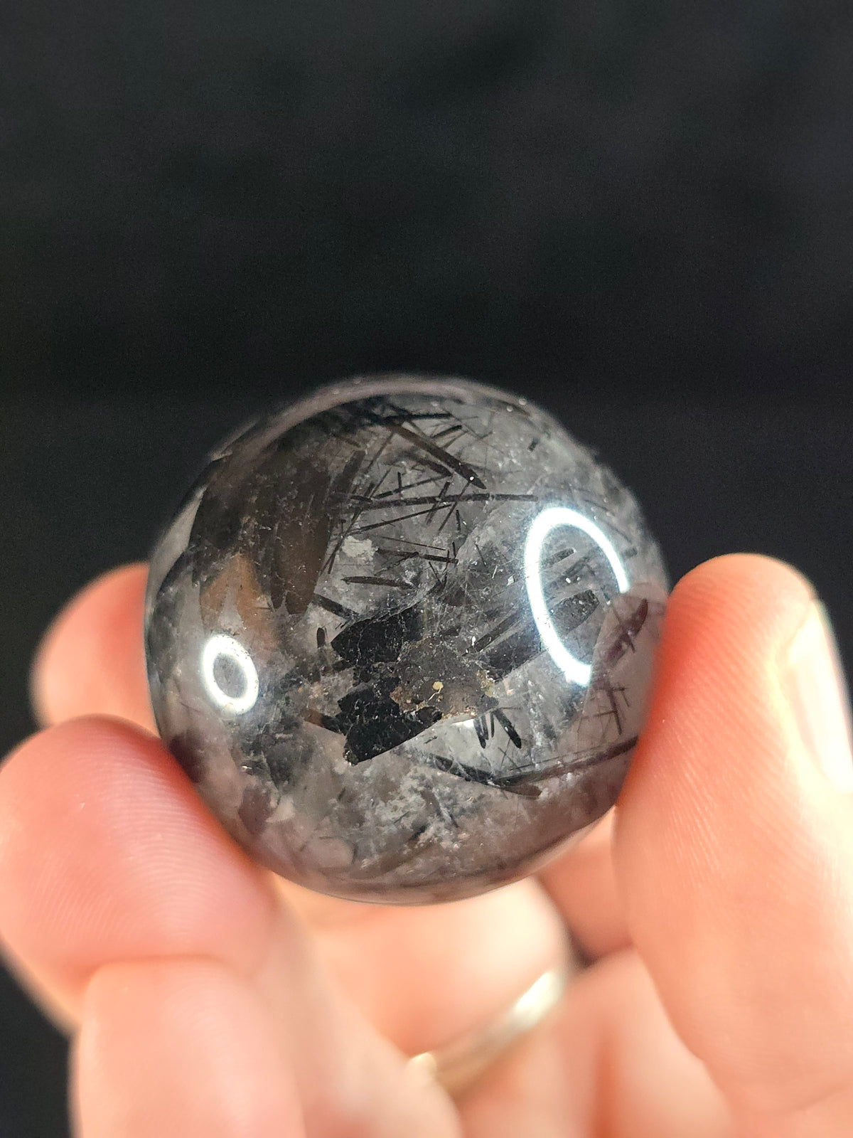 Tourmalinated Quartz sphere