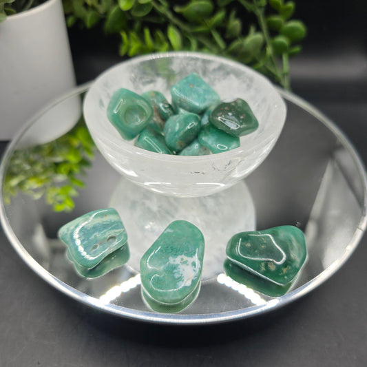 Green Chalcedony tumble Zimbabwe